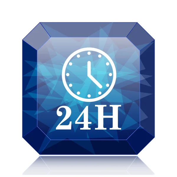 24H Uhr Symbol Blauer Website Knopf Auf Weißem Hintergrund — Stockfoto