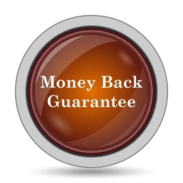 Money back guarantee icon, orange website button on white background