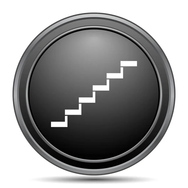 Treppen Symbol Schwarzer Website Knopf Auf Weißem Hintergrund — Stockfoto