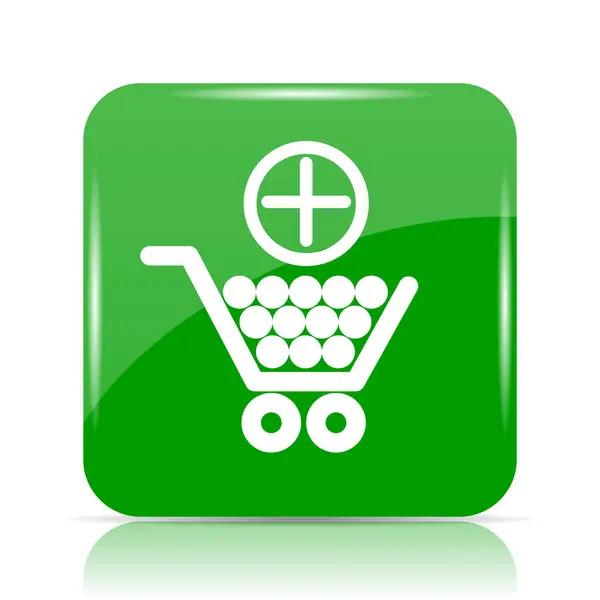 Alışveriş Sepeti Simgesini Ekleyin Beyaz Arka Plan Üzerinde Internet Düğmesi — Stok fotoğraf