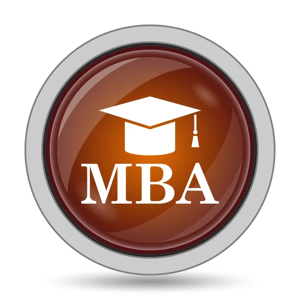 MBA icon, orange website button on white background