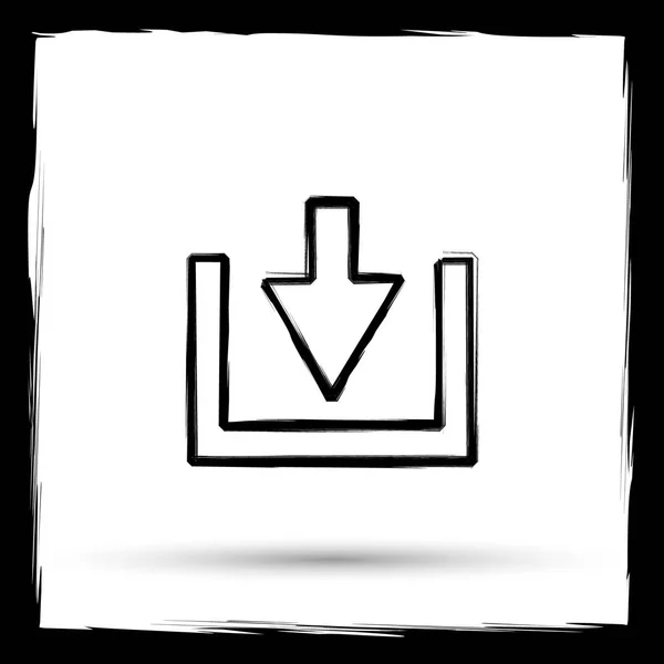 Піктограма Звантаження Кнопка Інтернету Білому Тлі Контурна Конструкція Імітує Пензлик — стокове фото