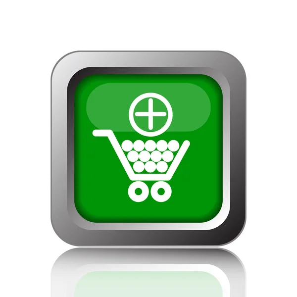 Lägga Till Shopping Cart Ikonen Internet Knappen Svart Bakgrund — Stockfoto