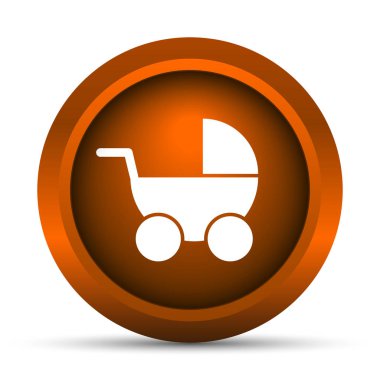 Bebek arabası simgesi. Beyaz arka plan üzerinde Internet düğmesi