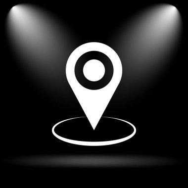 PIN konumu simgesi. Siyah arka plan üzerine Internet düğmesi