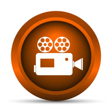 Video kamera simgesi. Beyaz arka plan üzerinde Internet düğmesi