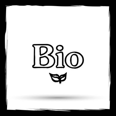 Biyo simgesi. Beyaz arka plan üzerinde Internet düğme. Anahat tasarım taklit boya fırçası