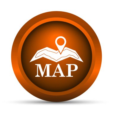Harita simgesi. Beyaz arka plan üzerinde Internet düğmesi