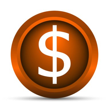 Dolar simgesi. Beyaz arka plan üzerinde Internet düğmesi