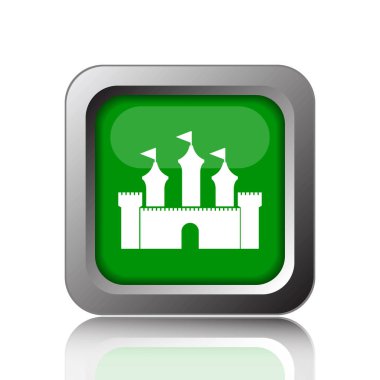 Kale simgesi. Siyah arka plan üzerine Internet düğmesi