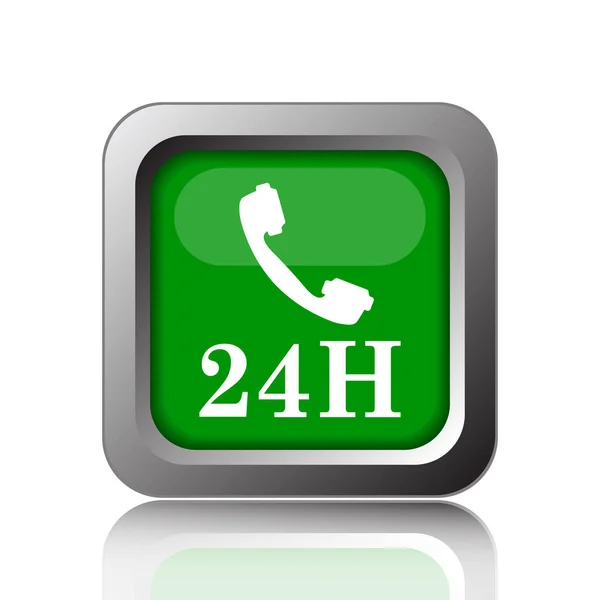 24H Ikona Telefonu Internet Tlačítko Černém Pozadí — Stock fotografie