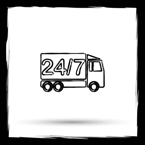 送货卡车图标 在白色背景上的互联网按钮 仿画笔轮廓设计 — 图库照片