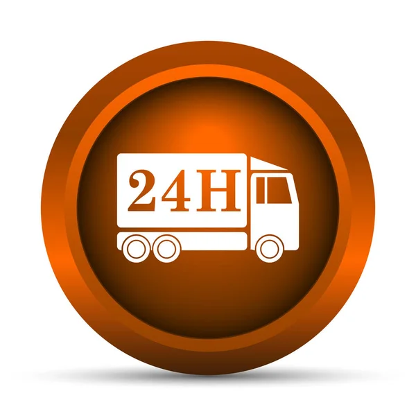 24H Icona Del Camion Consegna Pulsante Internet Sfondo Bianco — Foto Stock