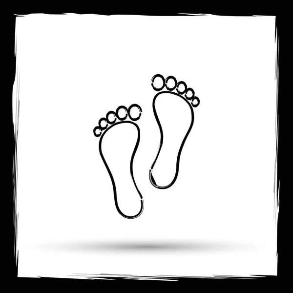 Значок Отпечатка Ноги Кнопка Интернета Белом Фоне Контур Имитирующий Кисть — стоковое фото