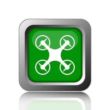 Drone simgesi. Siyah arka plan üzerine Internet düğmesi