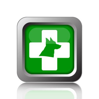 Veteriner simgesi. Siyah arka plan üzerine Internet düğmesi