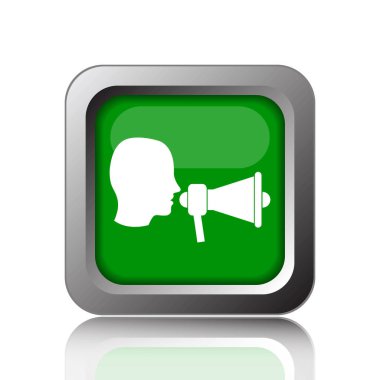 Megafon simgesi. Siyah arka plan üzerine Internet düğmesi