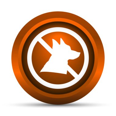 Yasak köpekler simgesi. Beyaz arka plan üzerinde Internet düğmesi