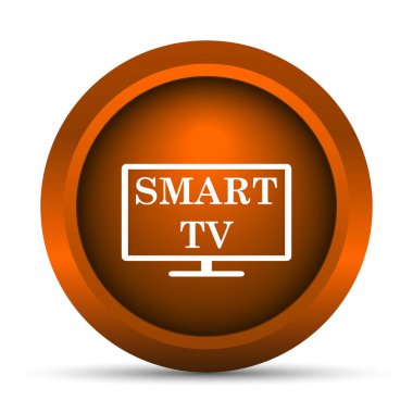 Akıllı tv simgesi. Beyaz arka plan üzerinde Internet düğmesi