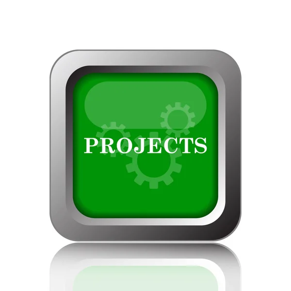 Ícone Projetos Botão Internet Fundo Preto — Fotografia de Stock
