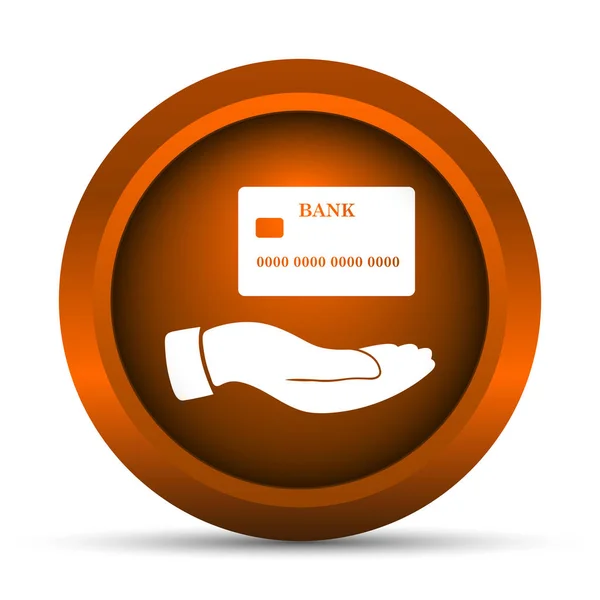 Руки Тримає Іконку Кредитної Картки Інтернет Кнопки Білому Тлі — стокове фото