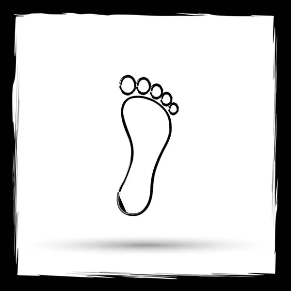 Значок Отпечатка Ноги Кнопка Интернета Белом Фоне Контур Имитирующий Кисть — стоковое фото
