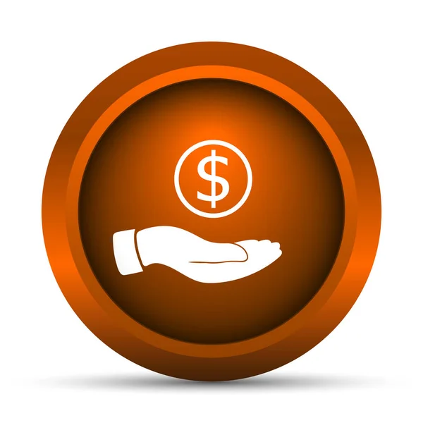 Geld in pictogram van een hand — Stockfoto