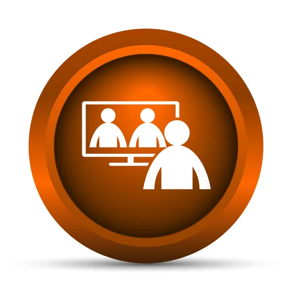 Video conference, online meeting icon. Internet button on white background