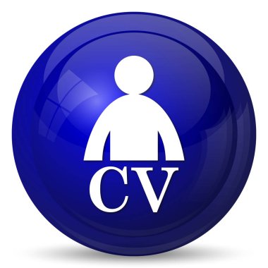 CV simgesi. Beyaz arka plan üzerinde Internet düğmesi