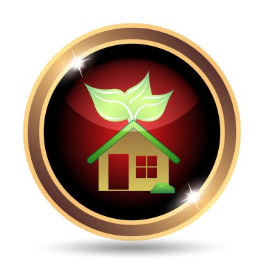 Eko ev simgesi. Beyaz arka plan üzerinde Internet düğmesi