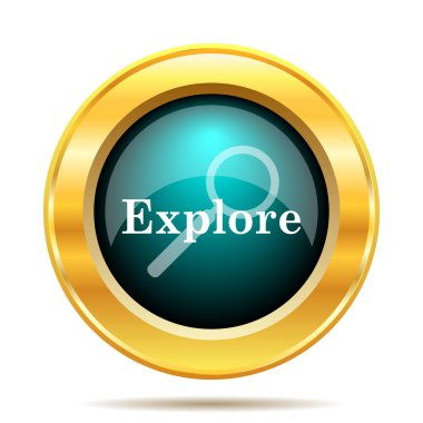 Simge keşfedin. Beyaz arka plan üzerinde Internet düğmesi