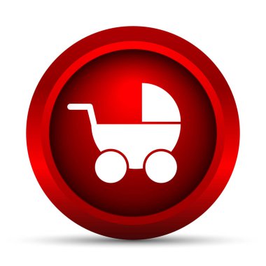 Bebek arabası simgesi. Beyaz arka plan üzerinde Internet düğmesi