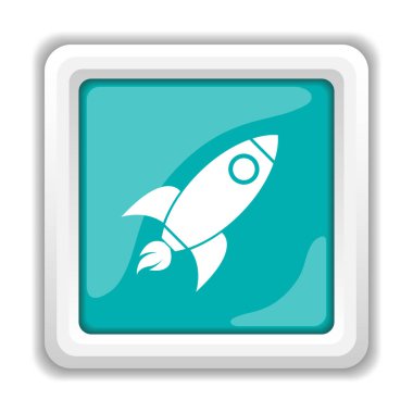 Roket simgesi. Beyaz arka plan üzerinde Internet düğmesi