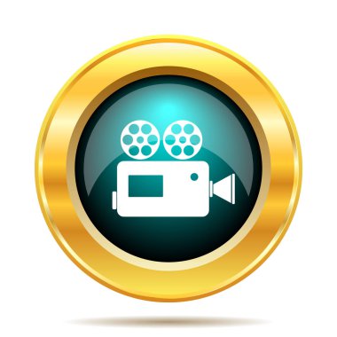 Video kamera simgesi. Beyaz arka plan üzerinde Internet düğmesi
