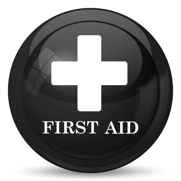 Ícone Primeiros Socorros Botão Internet Fundo Branco — Fotografia de Stock