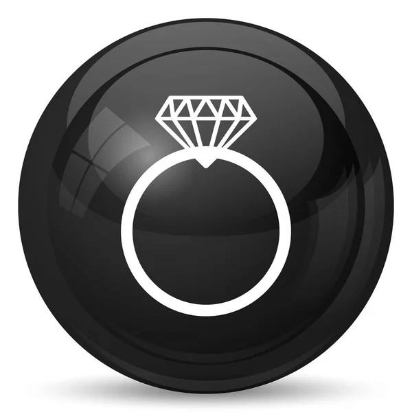 Ícone Anel Diamante Botão Internet Fundo Branco — Fotografia de Stock