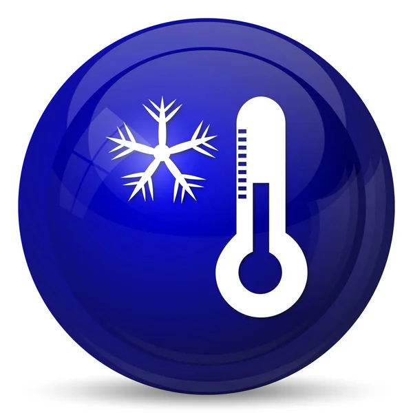 Fiocco Neve Con Icona Termometro Pulsante Internet Sfondo Bianco — Foto Stock