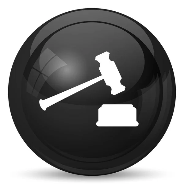 Значок Судьи Молотка Кнопка Интернет Белом Фоне — стоковое фото