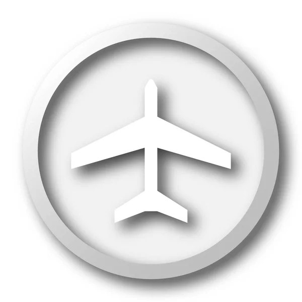 Αεροπλάνο Στο Εικονίδιο Κουμπί Internet Άσπρο Φόντο — Φωτογραφία Αρχείου