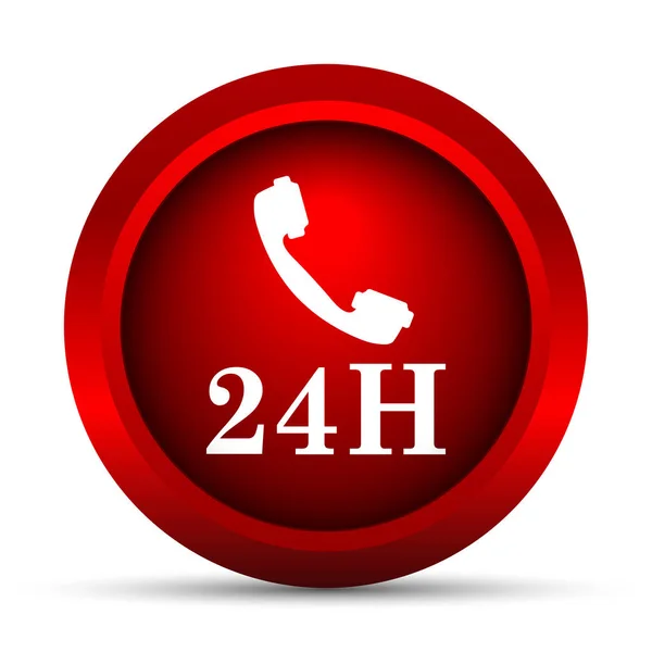 24H Telefon Ikon Internetknap Hvid Baggrund - Stock-foto