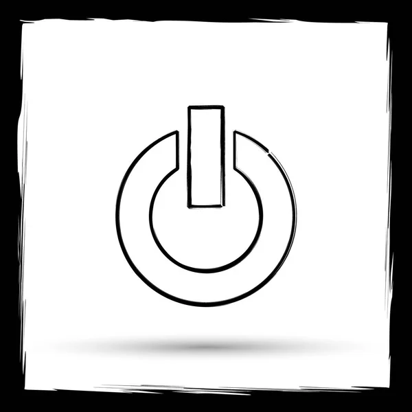 电源按钮图标 在白色背景上的互联网按钮 仿画笔轮廓设计 — 图库照片