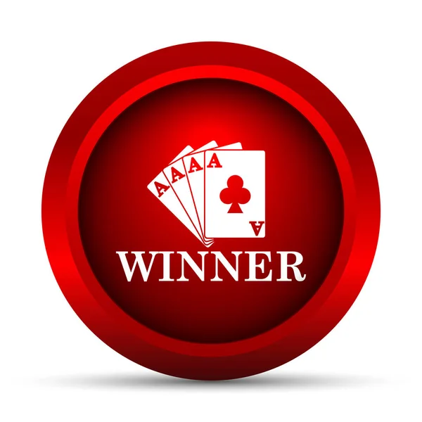 Icono Ganador Poker Botón Internet Sobre Fondo Blanco —  Fotos de Stock