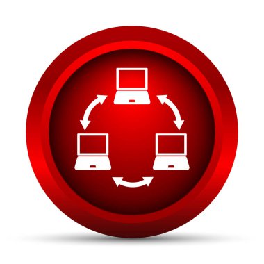 Bilgisayar ağ kutsal kişilerin resmi. Beyaz arka plan üzerinde Internet düğmesi