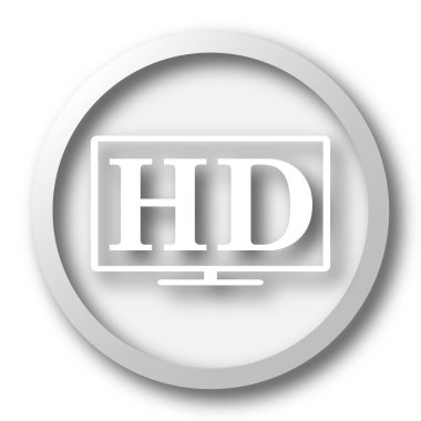 HD Tv simgesi. Beyaz arka plan üzerinde Internet düğmesi