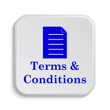 Şartlar ve koşullar simgesi. Beyaz arka plan üzerinde Internet düğmesi