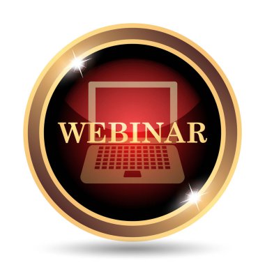 Webinar simgesi. Beyaz arka plan üzerinde Internet düğmesi