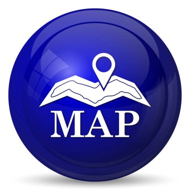 Harita simgesi. Beyaz arka plan üzerinde Internet düğmesi