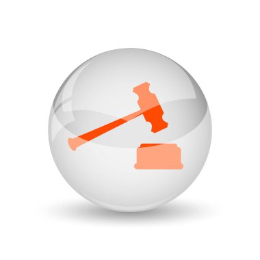 Yargıç çekiç simgesi. Beyaz arka plan üzerinde Internet düğmesi