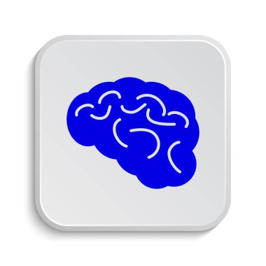 Beyin simgesi. Beyaz arka plan üzerinde Internet düğmesi