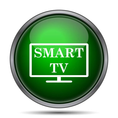 Akıllı tv simgesi. Beyaz arka plan üzerinde Internet düğmesi